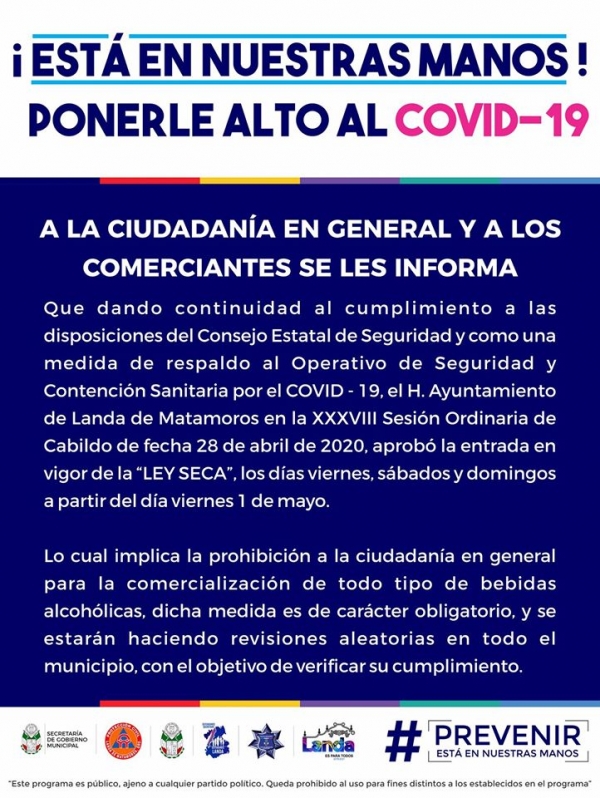 Implementan Fase 3 en Landa de Matamoros por COVID-19